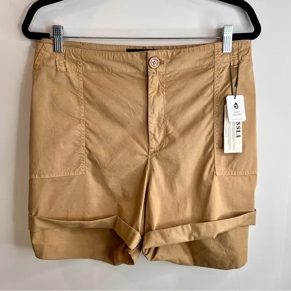 🌈 Sanctuary NWT Tan Cargo Cuffed Utility Shorts Size 16/18W