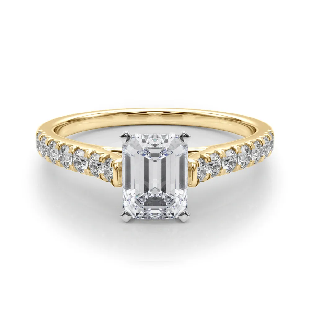 1 1/3 ctw  Emerald Lab Grown Certified Diamond Pave Engagement Ring with Side Stones