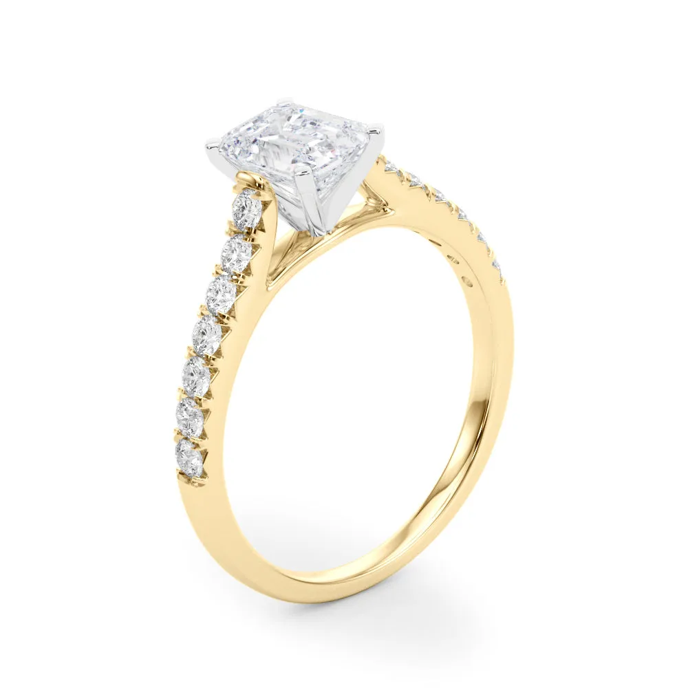 1 1/3 ctw  Emerald Lab Grown Certified Diamond Pave Engagement Ring with Side Stones