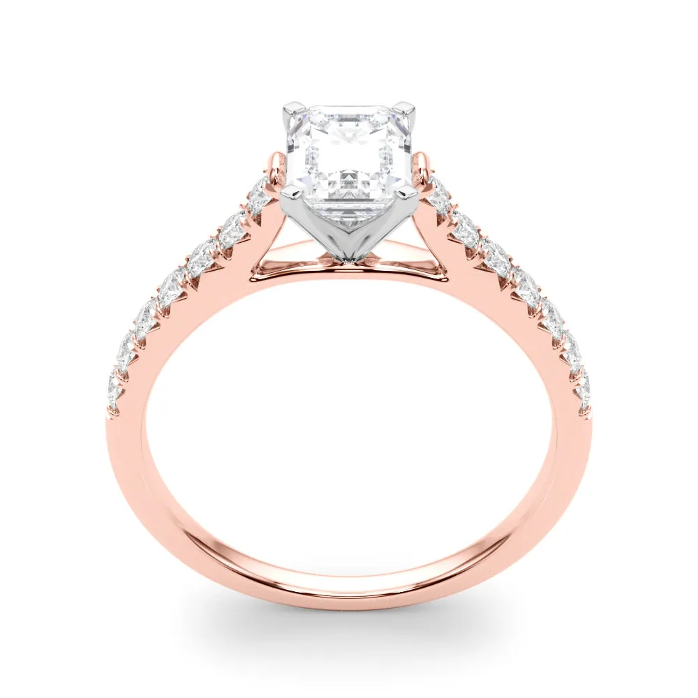 1 1/3 ctw  Emerald Lab Grown Certified Diamond Pave Engagement Ring with Side Stones