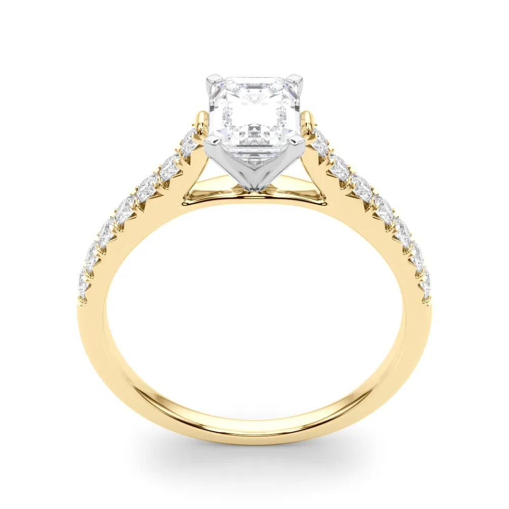 1 1/3 ctw  Emerald Lab Grown Certified Diamond Pave Engagement Ring with Side Stones