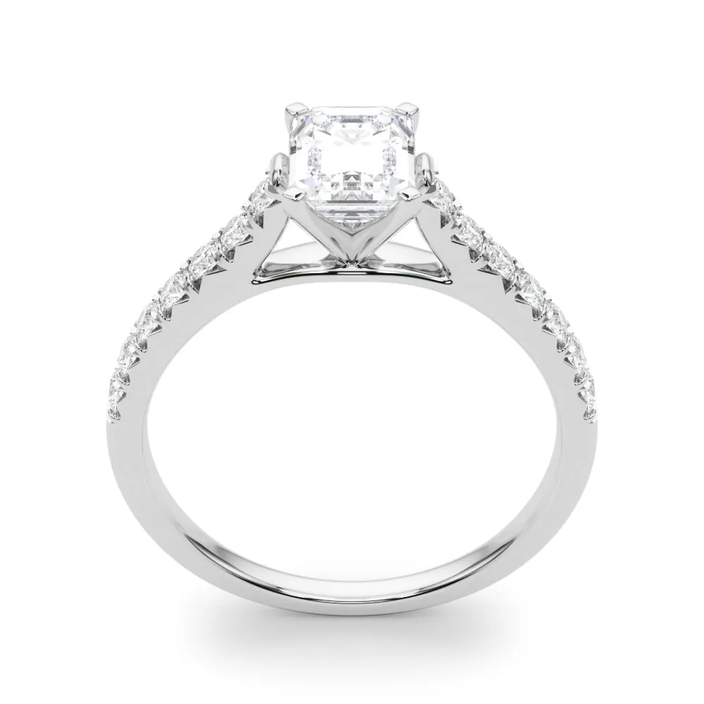 1 1/3 ctw  Emerald Lab Grown Certified Diamond Pave Engagement Ring with Side Stones