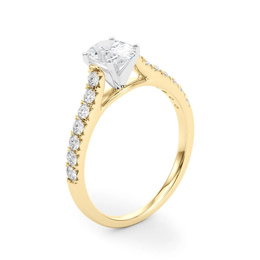 1 1/3 ctw Oval Lab Grown Certified Diamond Pave Engagement Ring with Side Stones