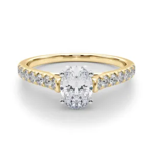 1 1/3 ctw Oval Lab Grown Certified Diamond Pave Engagement Ring with Side Stones