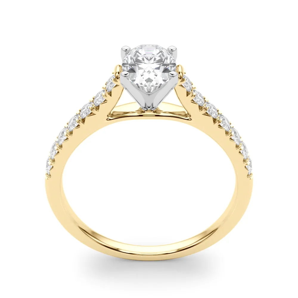 1 1/3 ctw Oval Lab Grown Certified Diamond Pave Engagement Ring with Side Stones