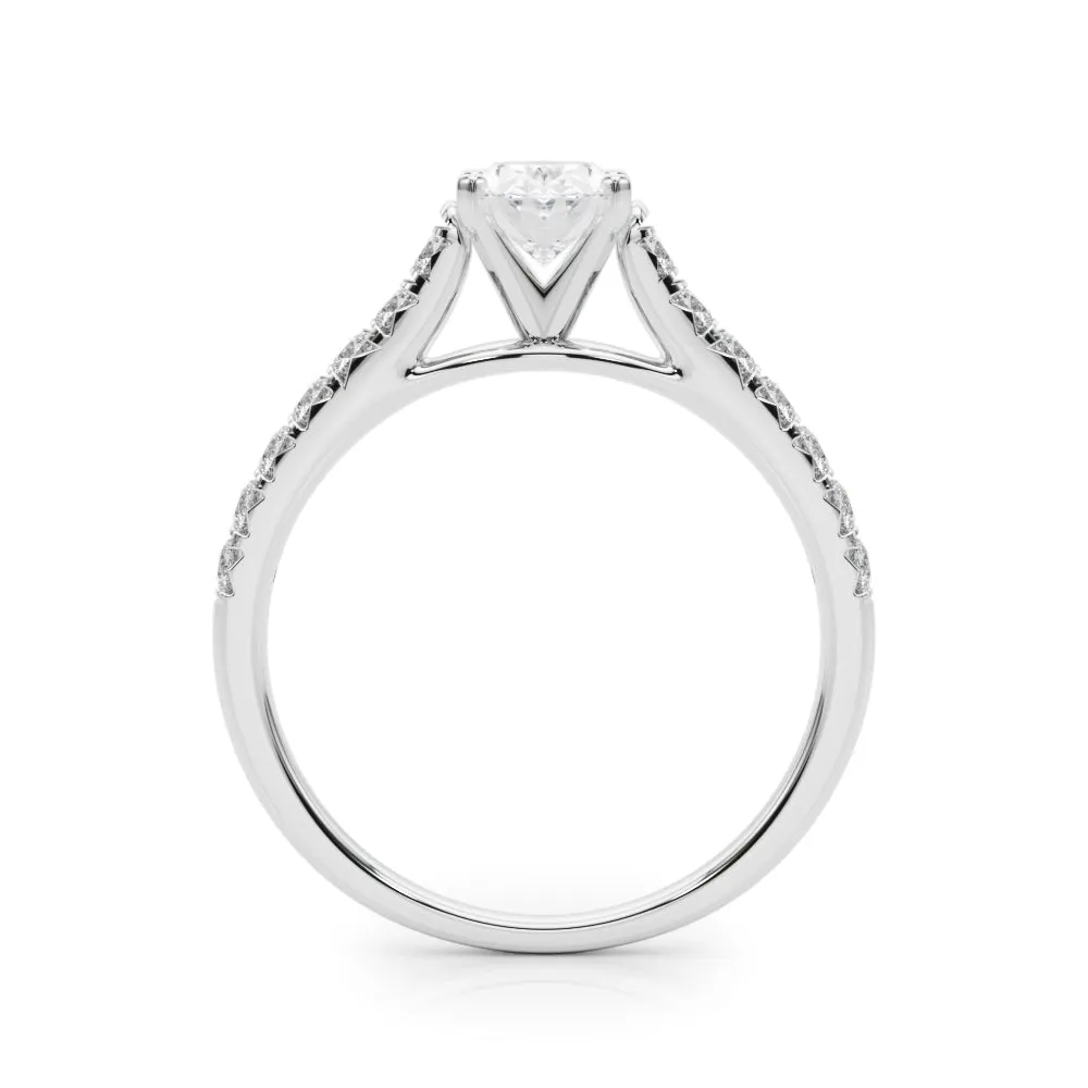 1 1/3 ctw Oval Lab Grown Certified Diamond Pave Engagement Ring with Side Stones