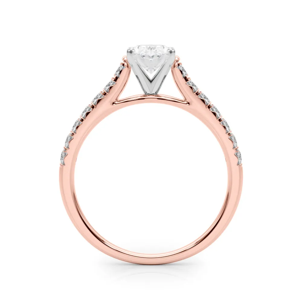 1 1/3 ctw Oval Lab Grown Certified Diamond Pave Engagement Ring with Side Stones