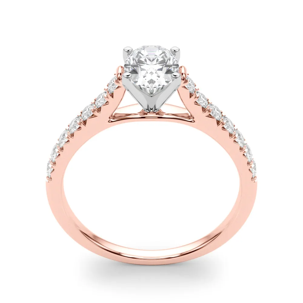 1 1/3 ctw Oval Lab Grown Certified Diamond Pave Engagement Ring with Side Stones