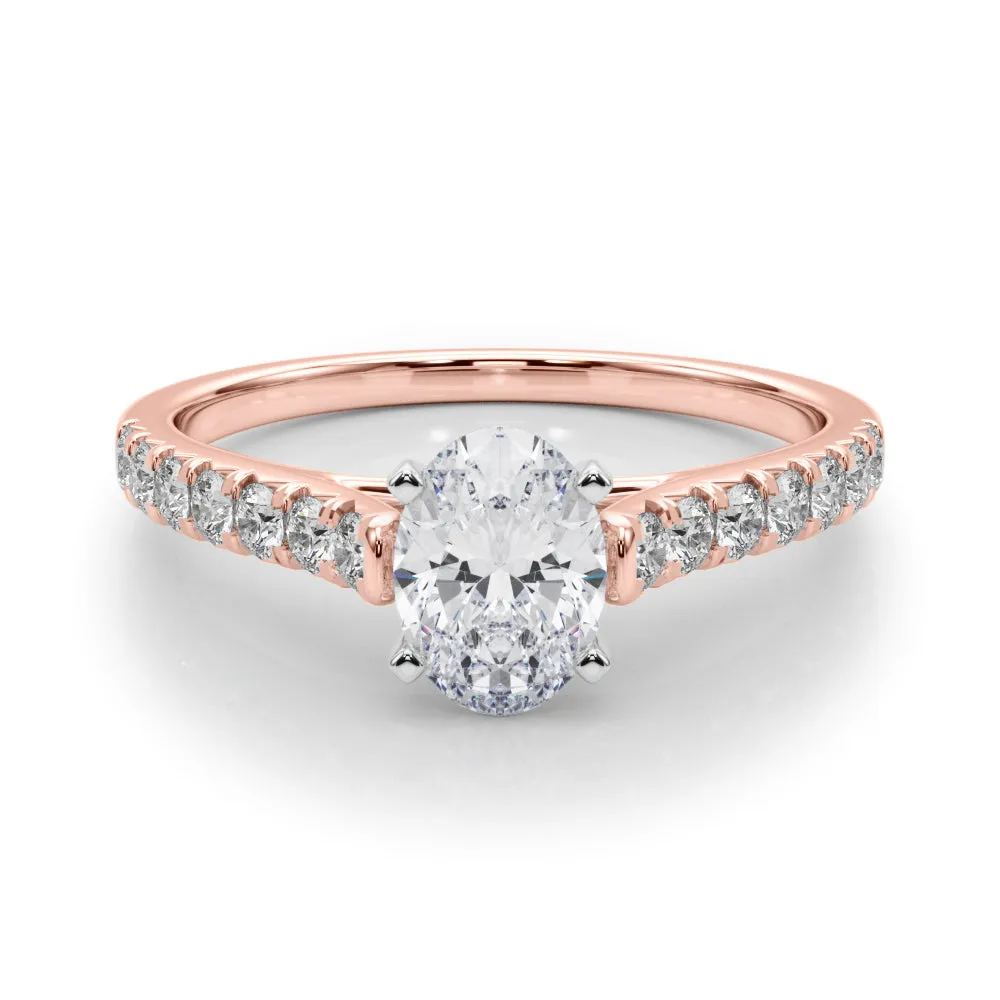 1 1/3 ctw Oval Lab Grown Certified Diamond Pave Engagement Ring with Side Stones