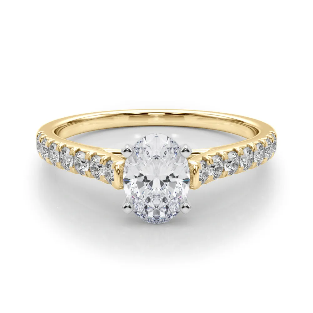 1 1/3 ctw Oval Lab Grown Certified Diamond Pave Engagement Ring with Side Stones