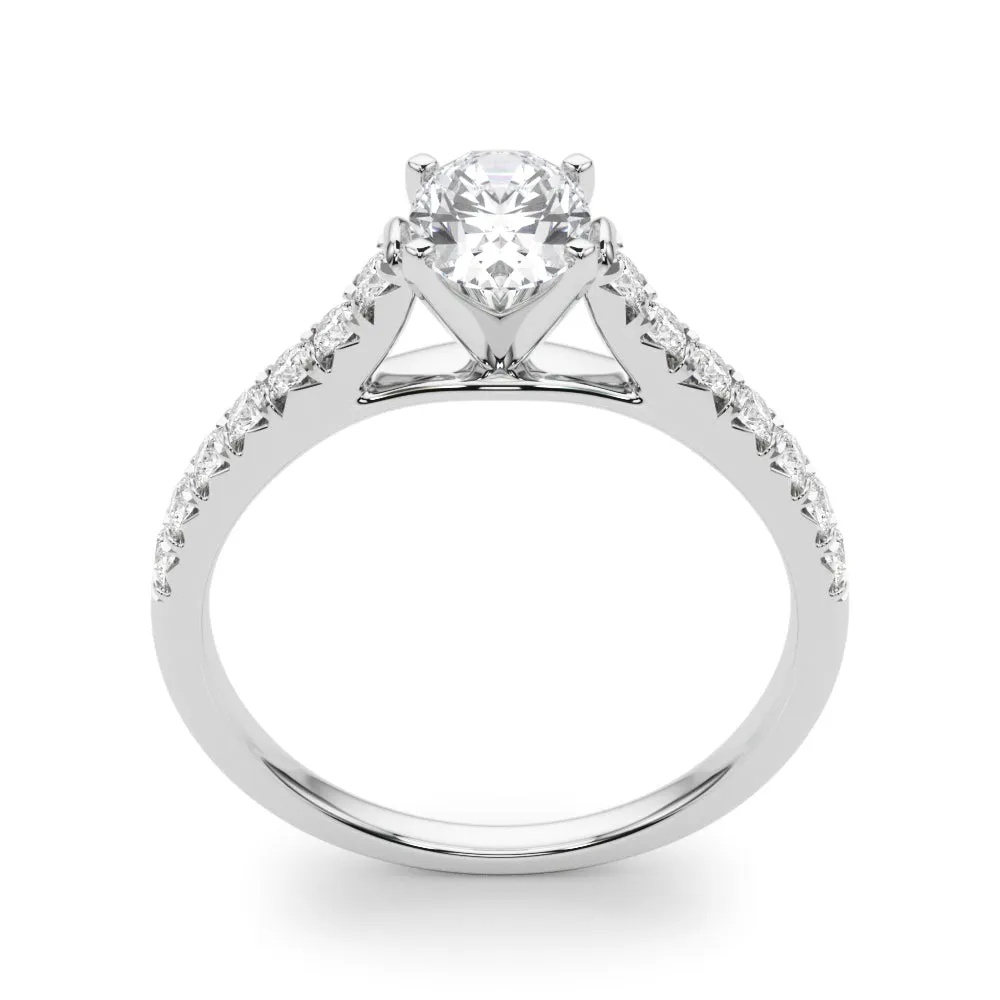1 1/3 ctw Oval Lab Grown Certified Diamond Pave Engagement Ring with Side Stones