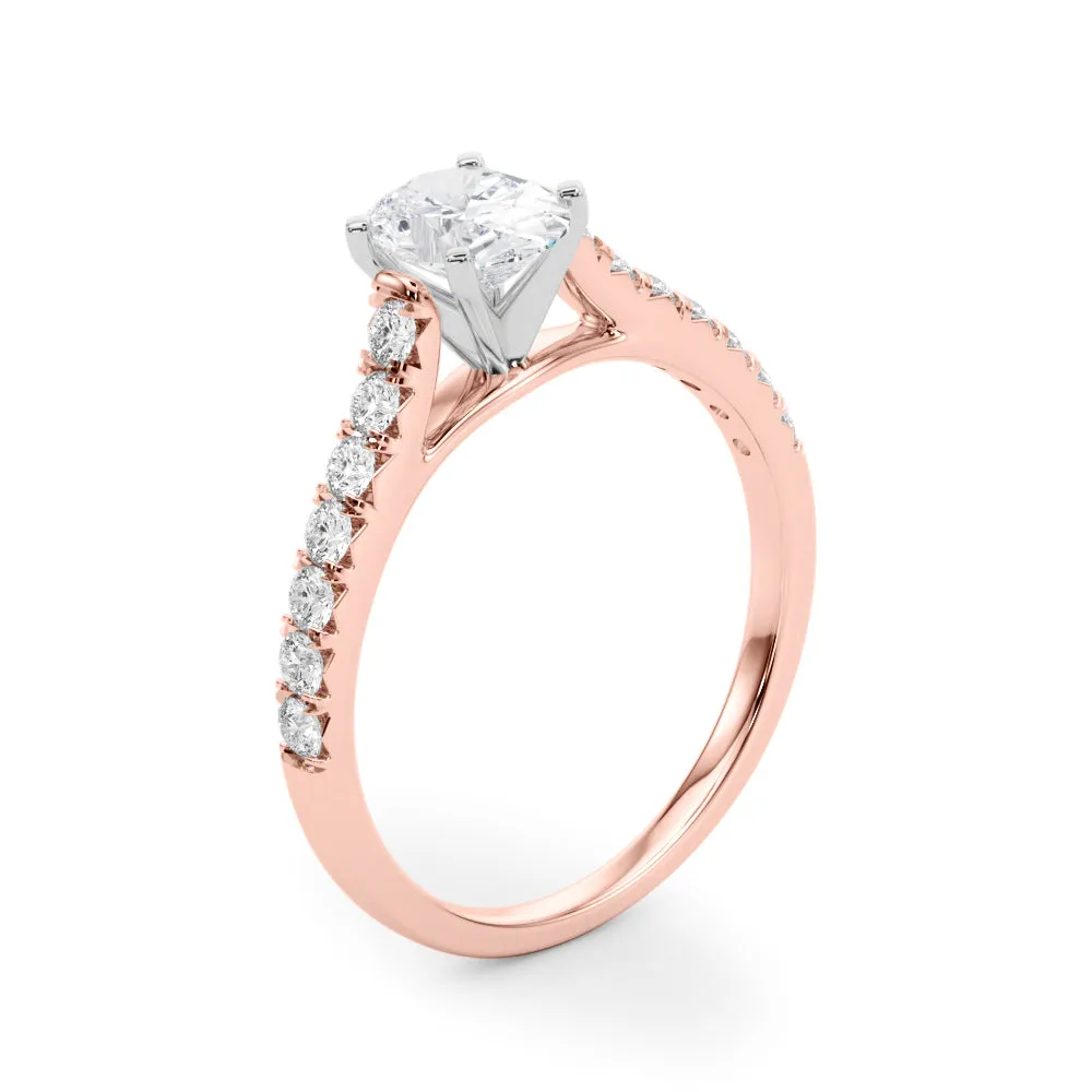 1 1/3 ctw Oval Lab Grown Certified Diamond Pave Engagement Ring with Side Stones