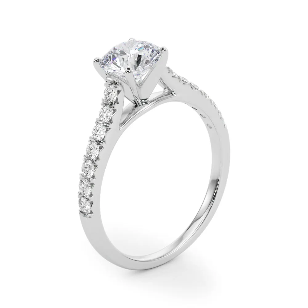 1 1/3 ctw Round Lab Grown Certified Diamond Pave Engagement Ring with Side Stones