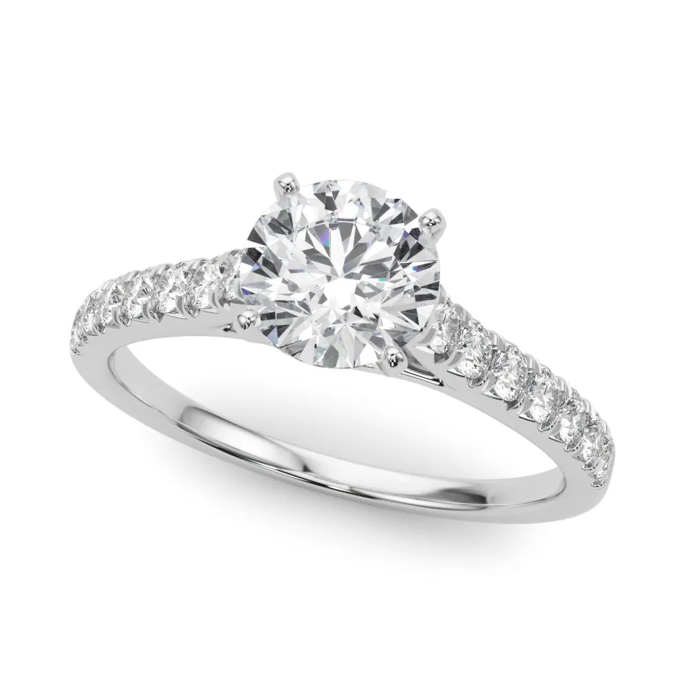 1 1/3 ctw Round Lab Grown Certified Diamond Pave Engagement Ring with Side Stones