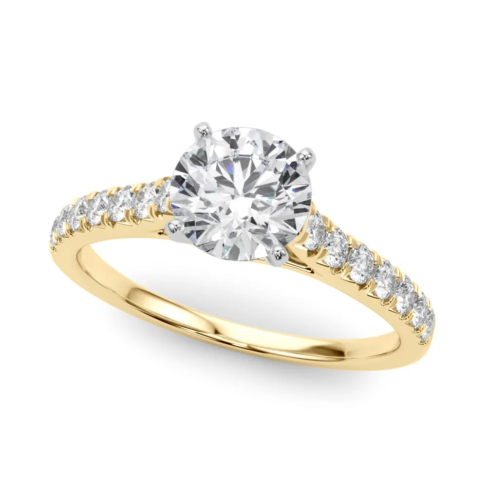 1 1/3 ctw Round Lab Grown Certified Diamond Pave Engagement Ring with Side Stones