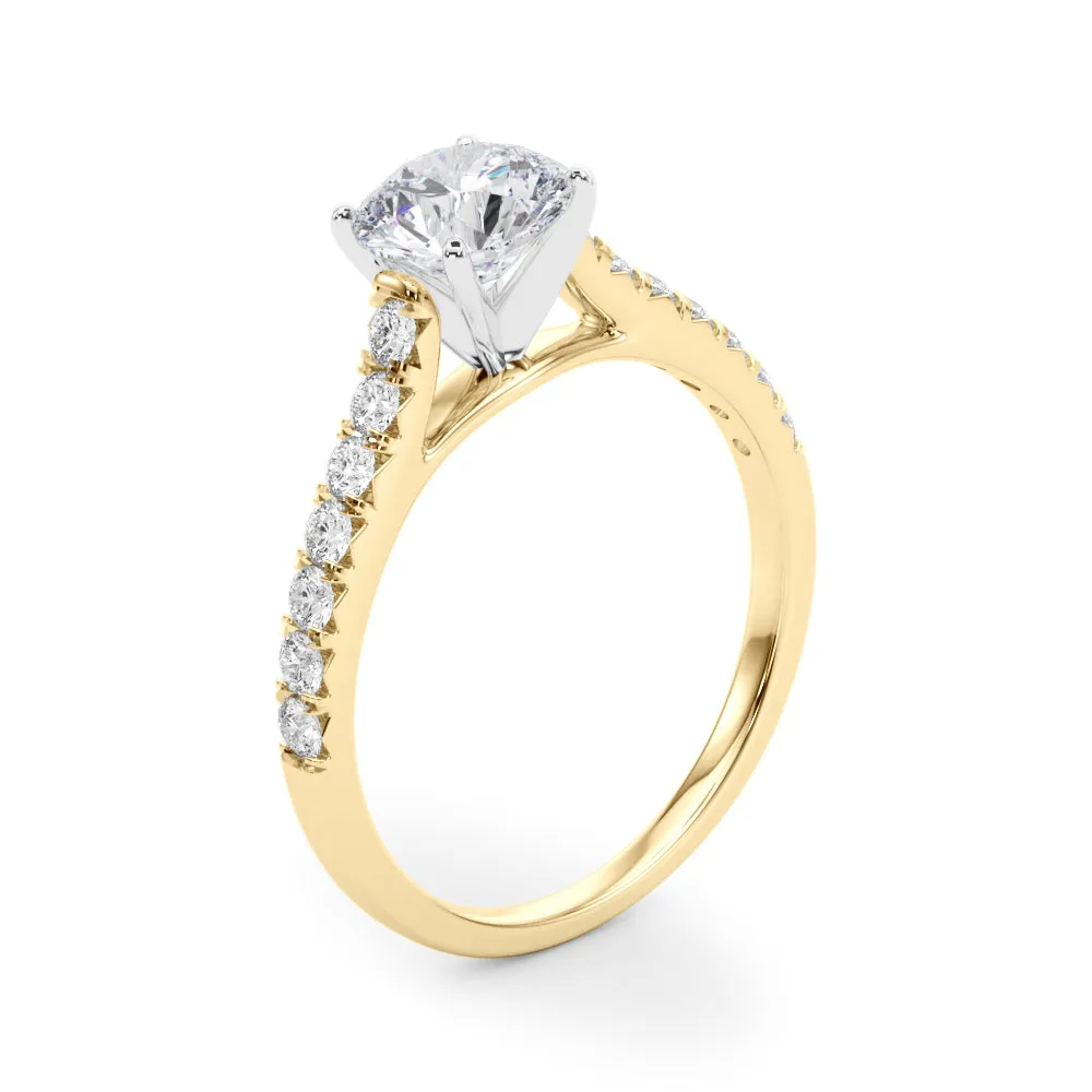 1 1/3 ctw Round Lab Grown Certified Diamond Pave Engagement Ring with Side Stones