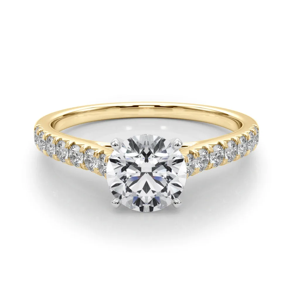 1 1/3 ctw Round Lab Grown Certified Diamond Pave Engagement Ring with Side Stones