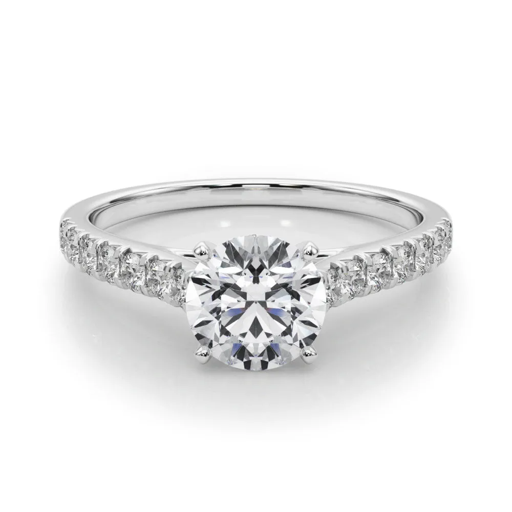 1 1/3 ctw Round Lab Grown Certified Diamond Pave Engagement Ring with Side Stones