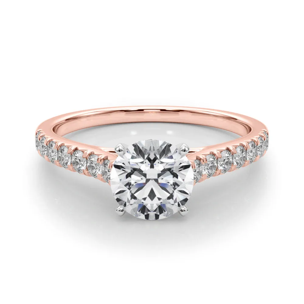 1 1/3 ctw Round Lab Grown Certified Diamond Pave Engagement Ring with Side Stones