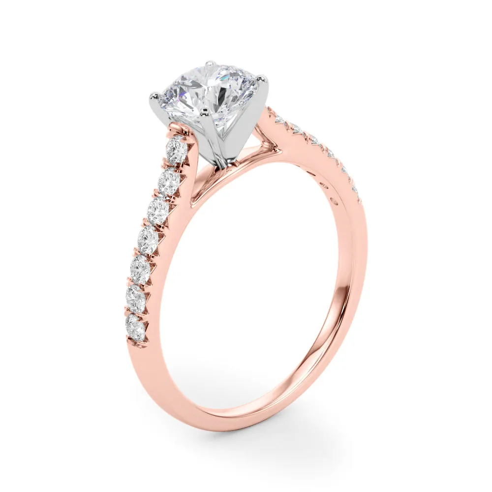 1 1/3 ctw Round Lab Grown Certified Diamond Pave Engagement Ring with Side Stones