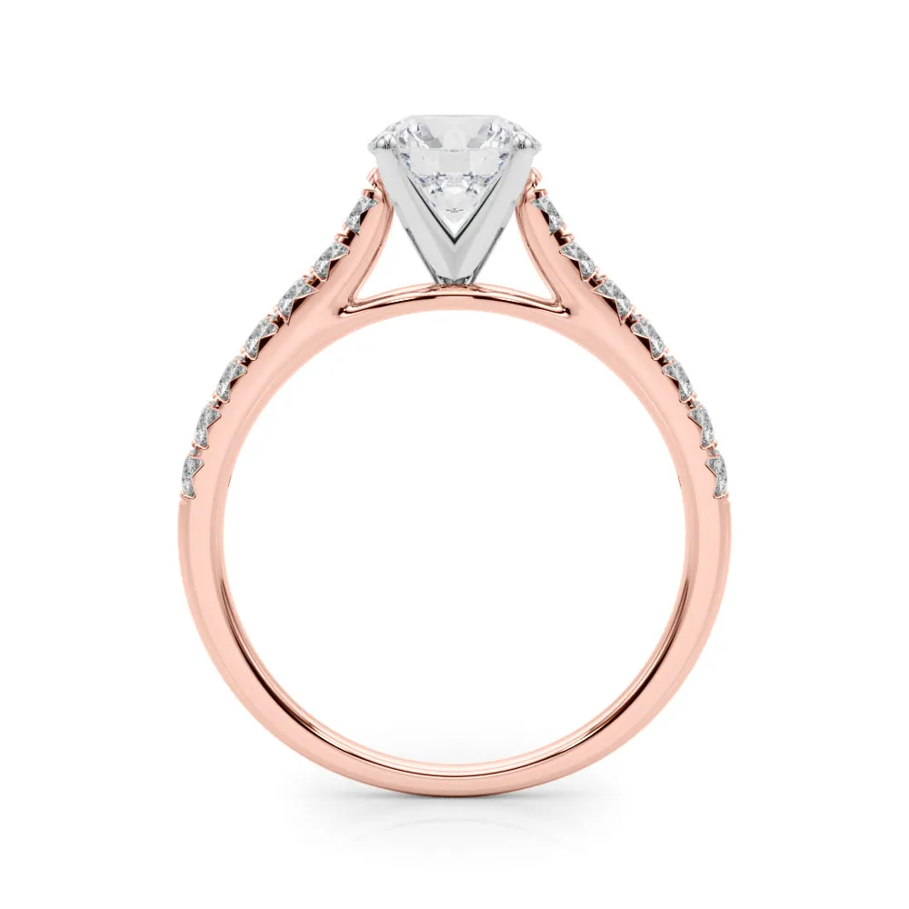1 1/3 ctw Round Lab Grown Certified Diamond Pave Engagement Ring with Side Stones