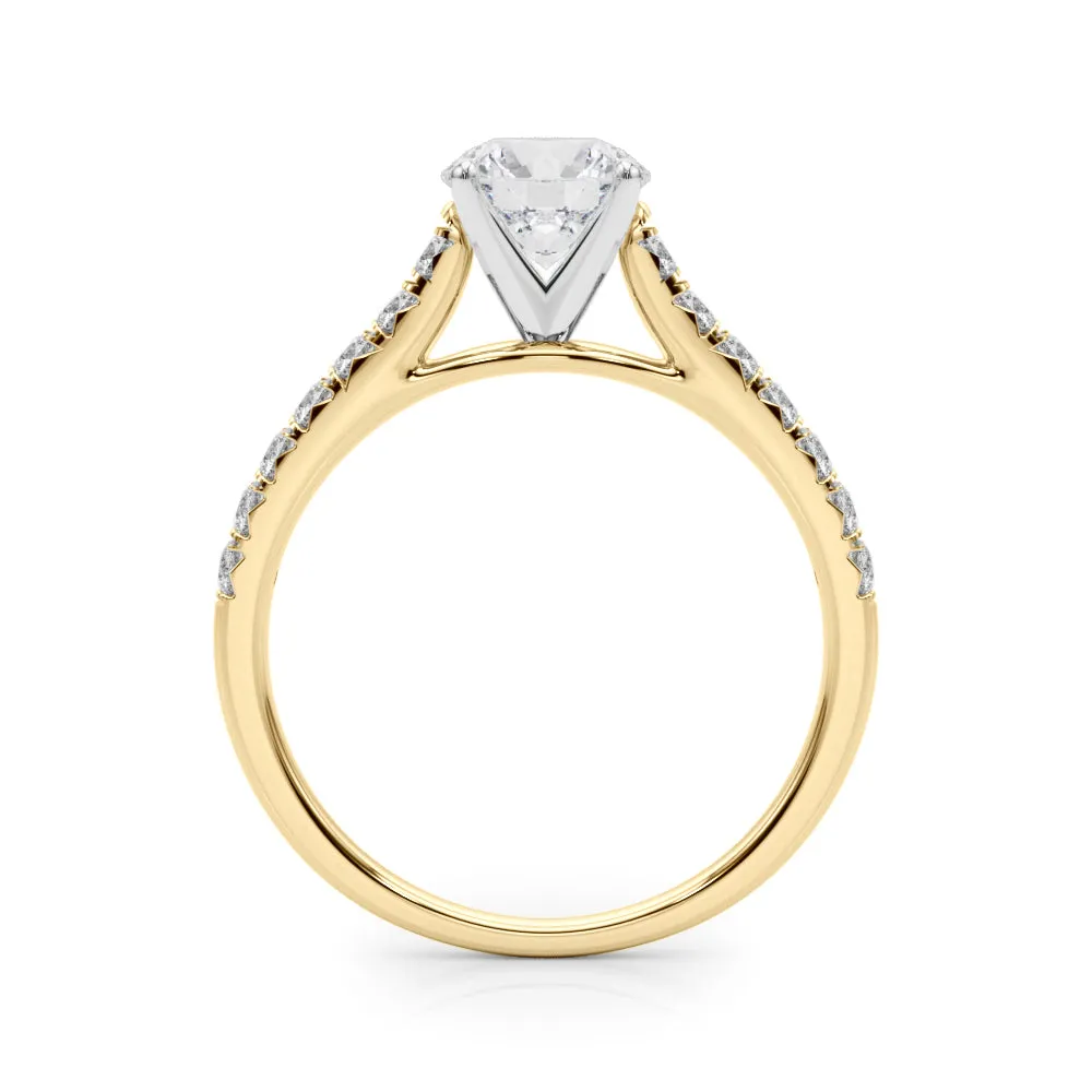 1 1/3 ctw Round Lab Grown Certified Diamond Pave Engagement Ring with Side Stones