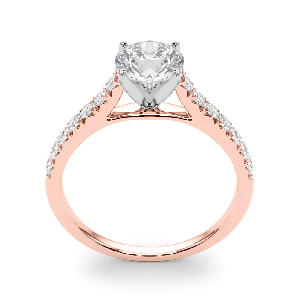 1 1/3 ctw Round Lab Grown Certified Diamond Pave Engagement Ring with Side Stones