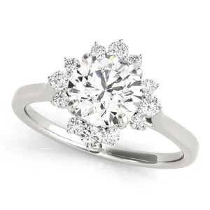 1 1/5 ctw Round Lab Grown Certified Diamond Floral Halo Engagement Ring
