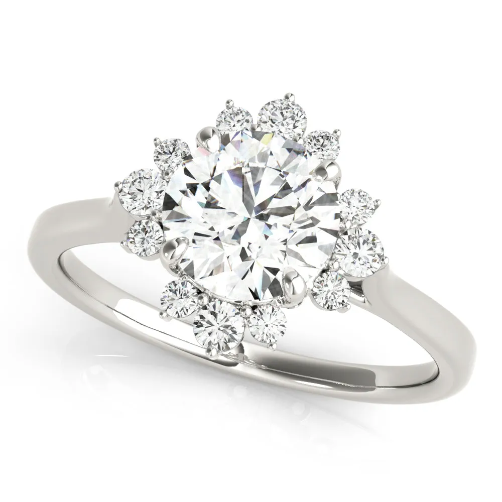 1 1/5 ctw Round Lab Grown Certified Diamond Floral Halo Engagement Ring