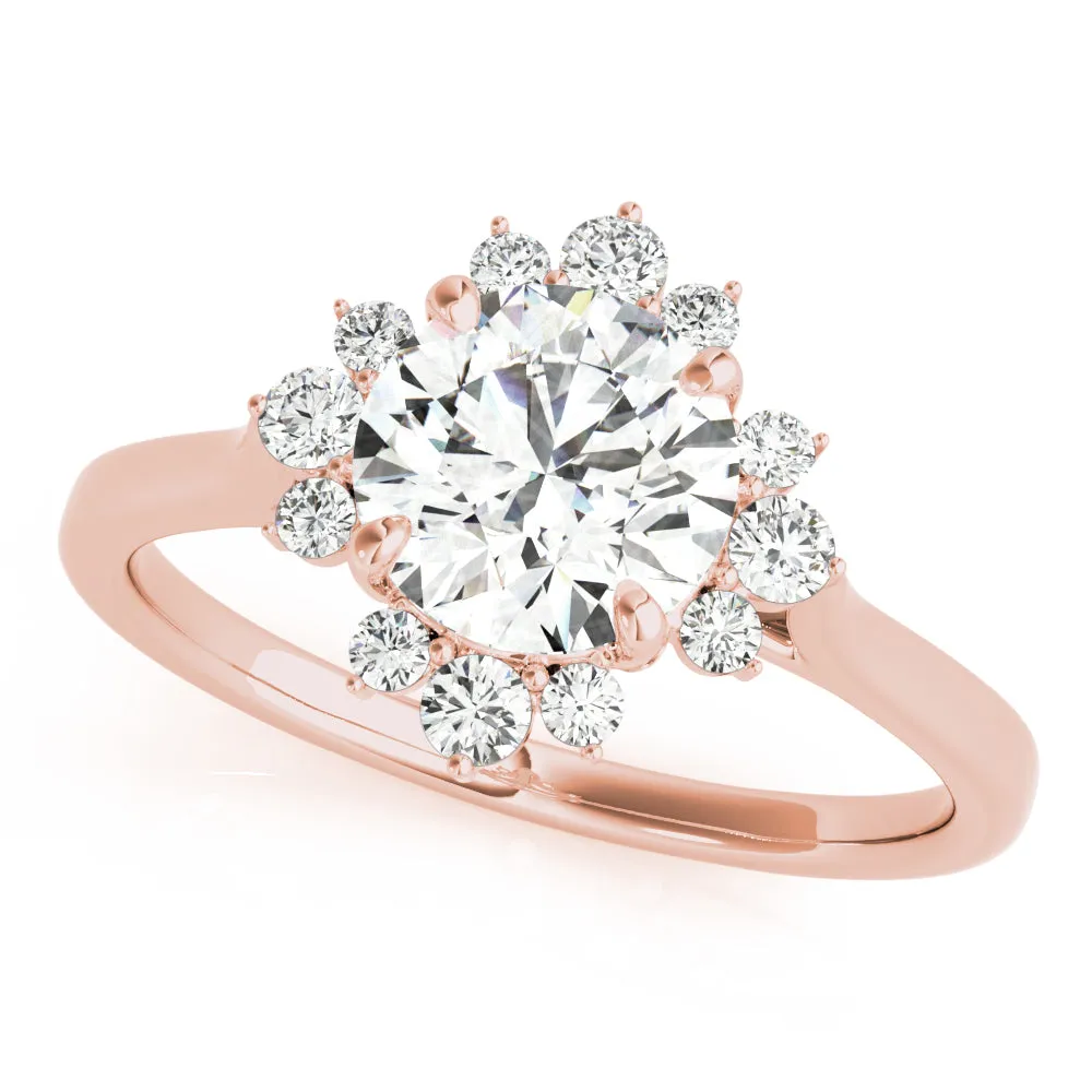 1 1/5 ctw Round Lab Grown Certified Diamond Floral Halo Engagement Ring