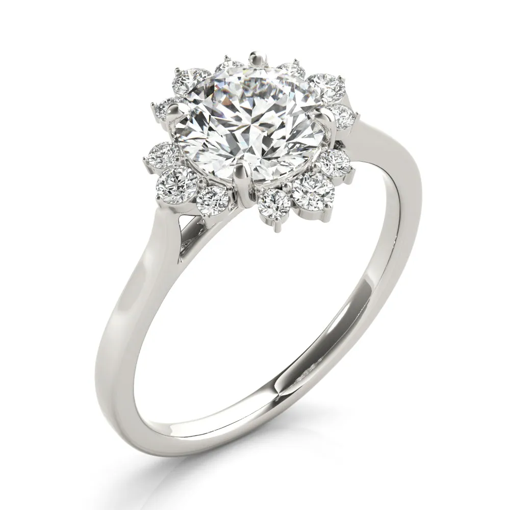 1 1/5 ctw Round Lab Grown Certified Diamond Floral Halo Engagement Ring