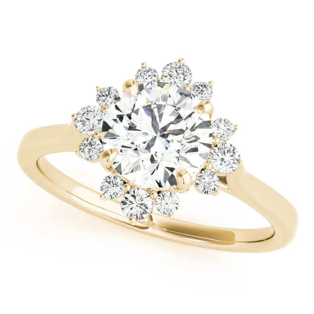 1 1/5 ctw Round Lab Grown Certified Diamond Floral Halo Engagement Ring