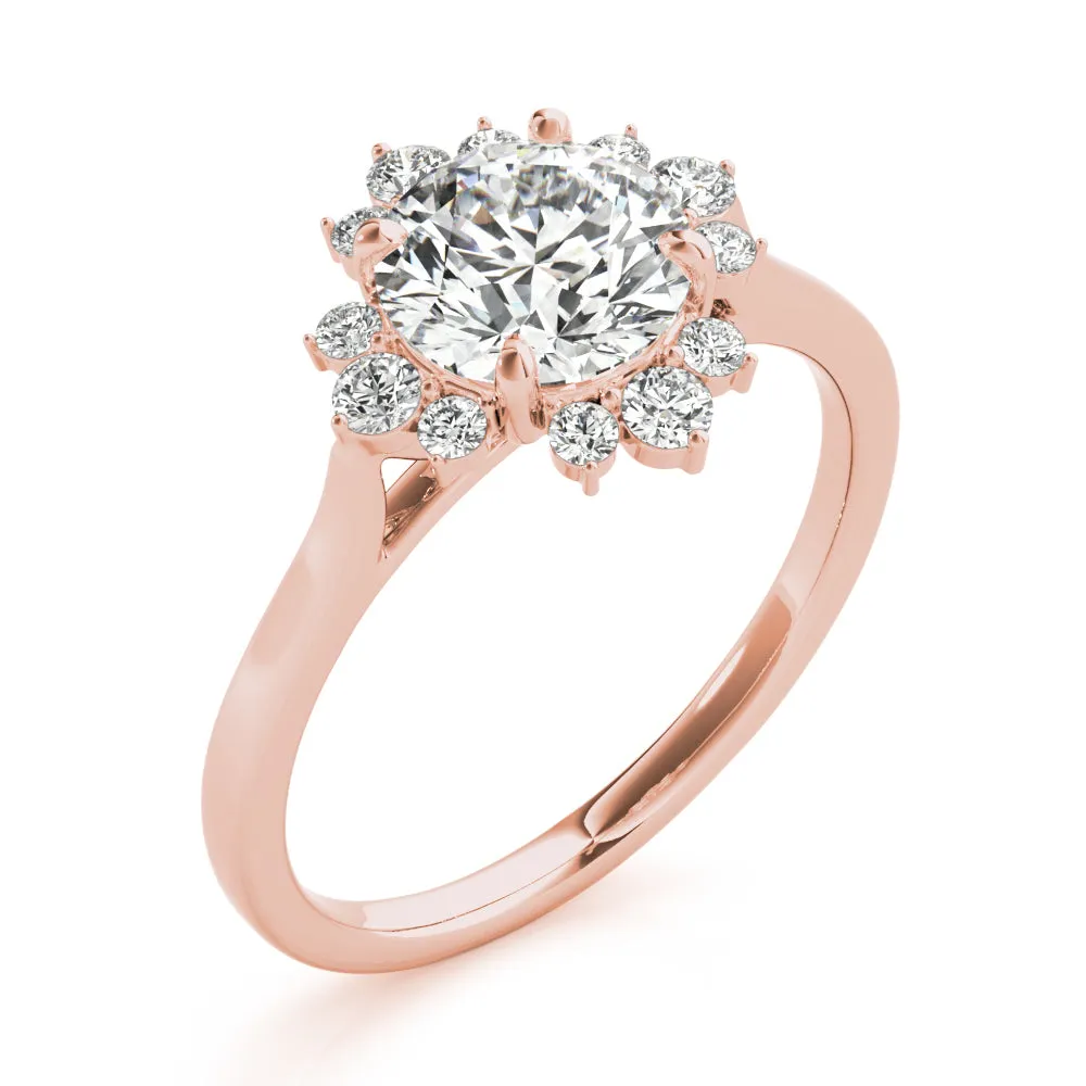 1 1/5 ctw Round Lab Grown Certified Diamond Floral Halo Engagement Ring