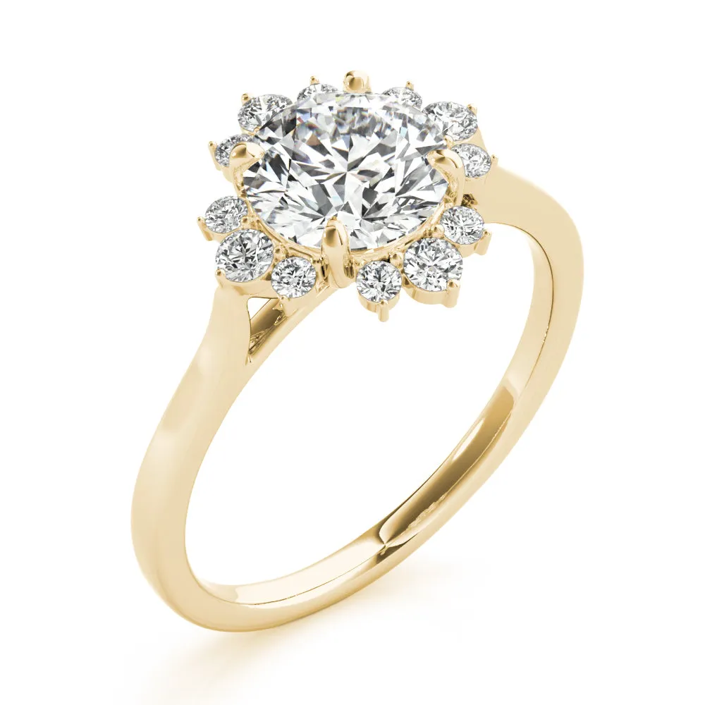 1 1/5 ctw Round Lab Grown Certified Diamond Floral Halo Engagement Ring