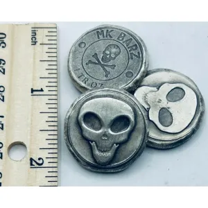 1 ozt MK BarZ "Creepy Alien Head" Stamped Round .999 fs