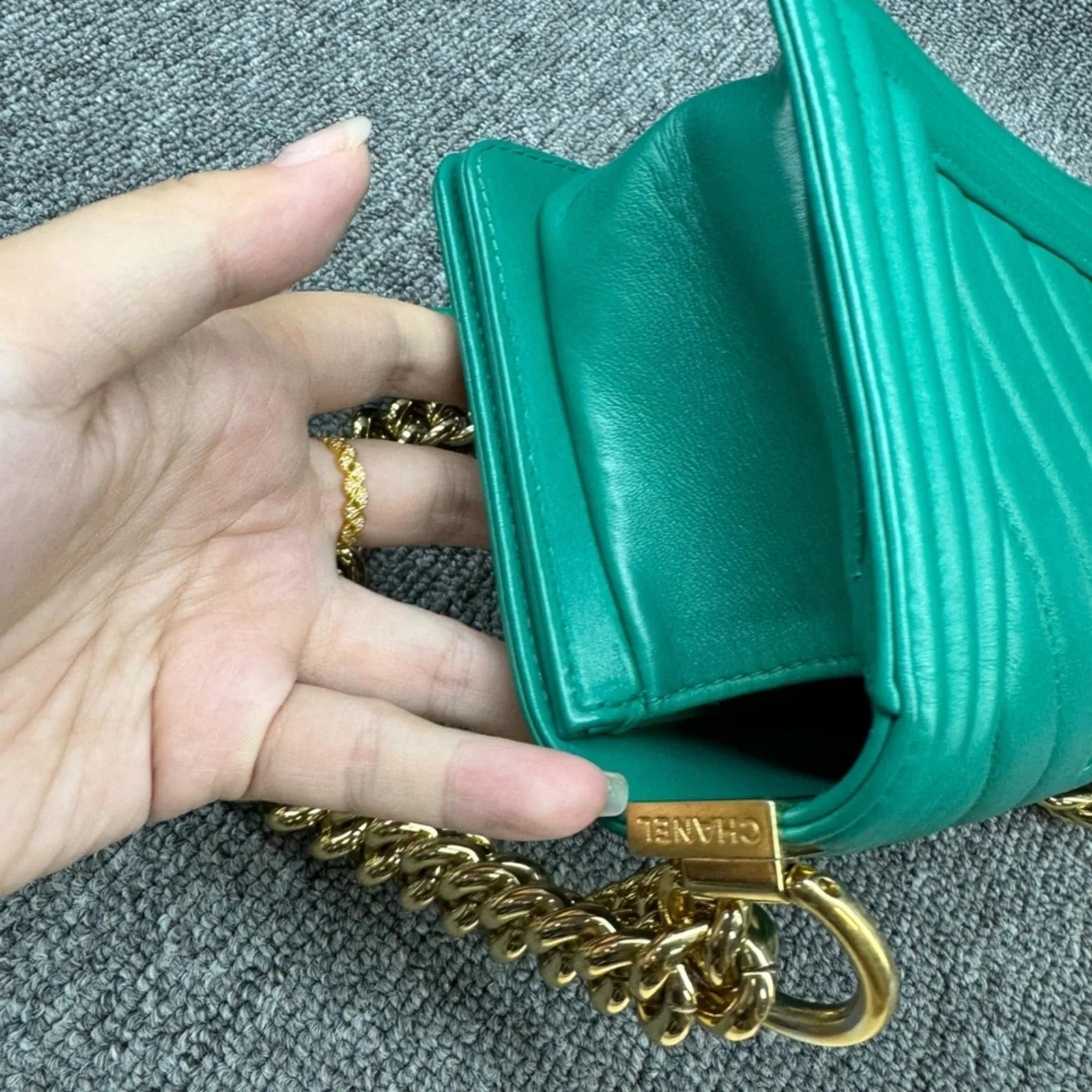 100% Authentic CHANEL Boy Leather Shoulder Bag