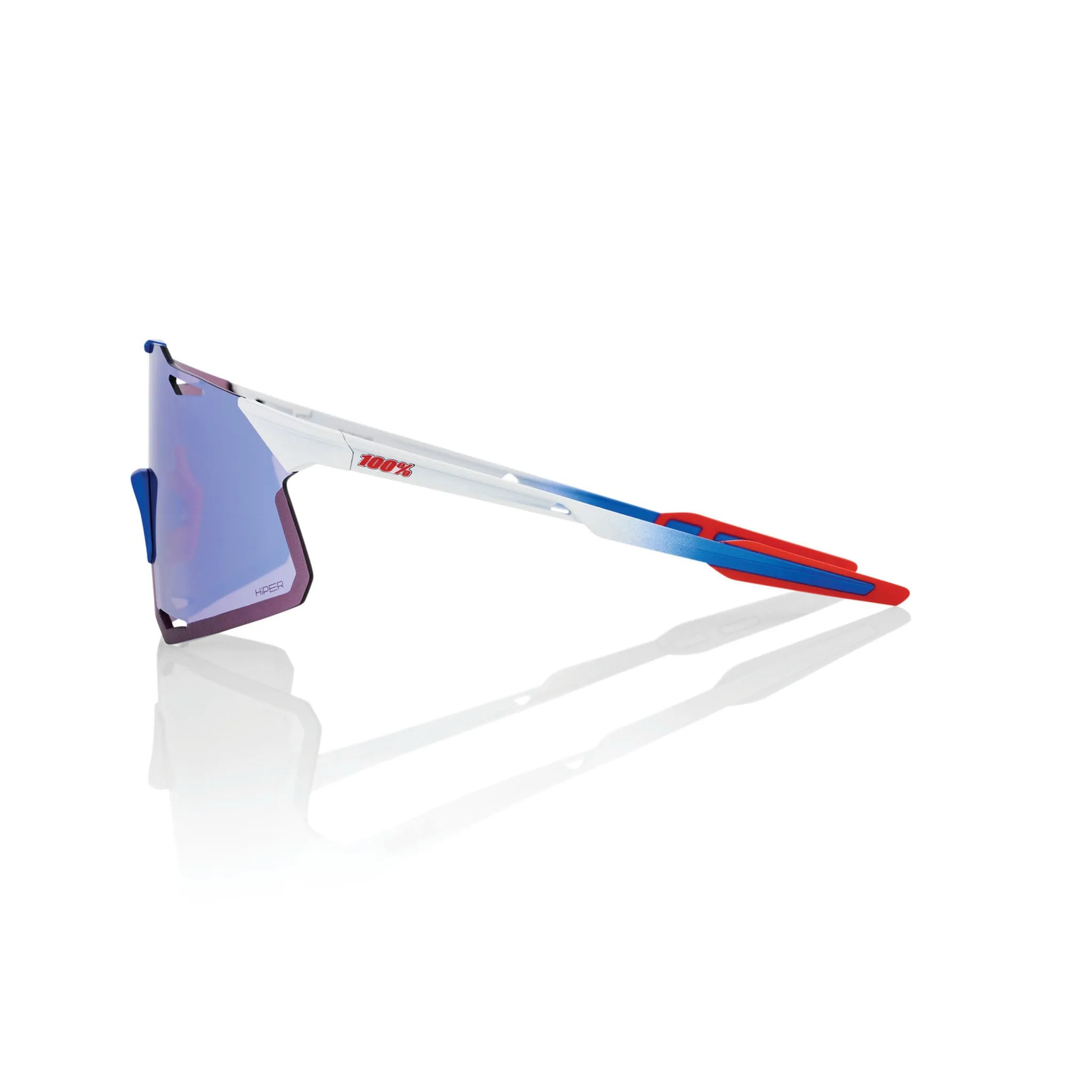 100% HYPERCRAFT TotalEnergies Team Sunglasses White/Blue with HiPER Blue Multilayer Mirror Lens