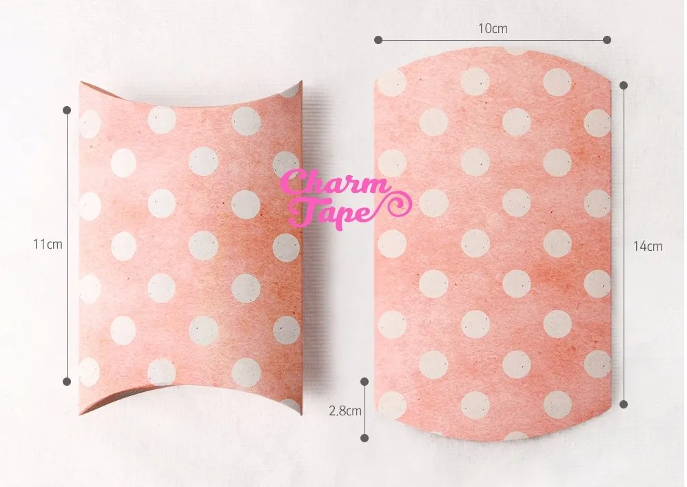 10pcs - Polka Dot Pillow Boxes, Blue or Pink , Wedding Box, Baby Shower Boxes, Holiday Gift Size 5 1/2” x 4” x 1”