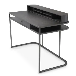 113291 - Desk Highland charcoal brown oak veneer bronze fin