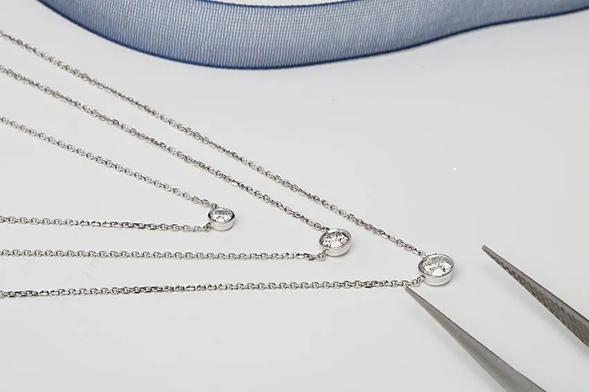 14K Gold Bezel Set Diamond Solitaire Necklace