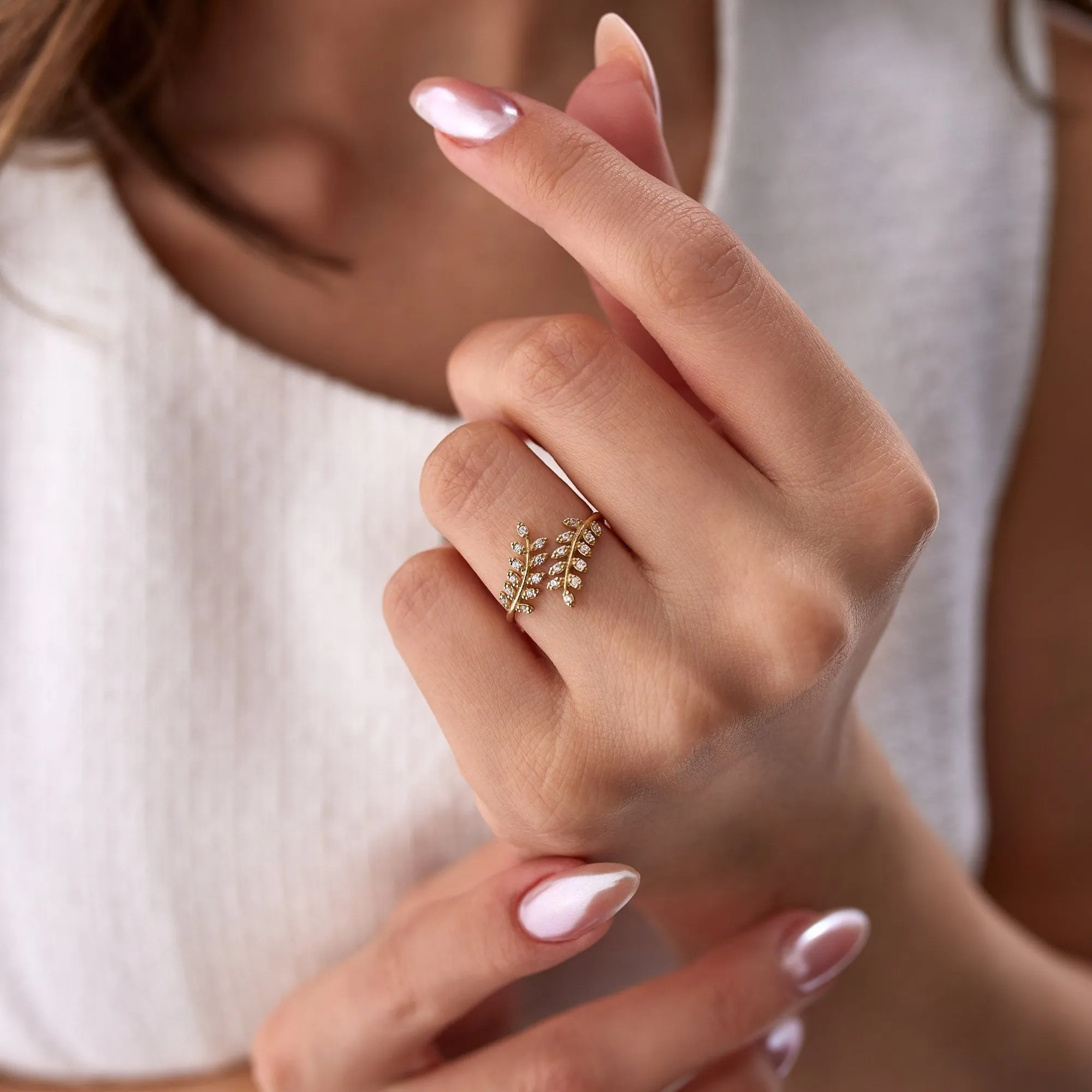 14k Gold Leaf Model Ring