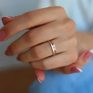 14k Gold Mini Baguette Stone Ring