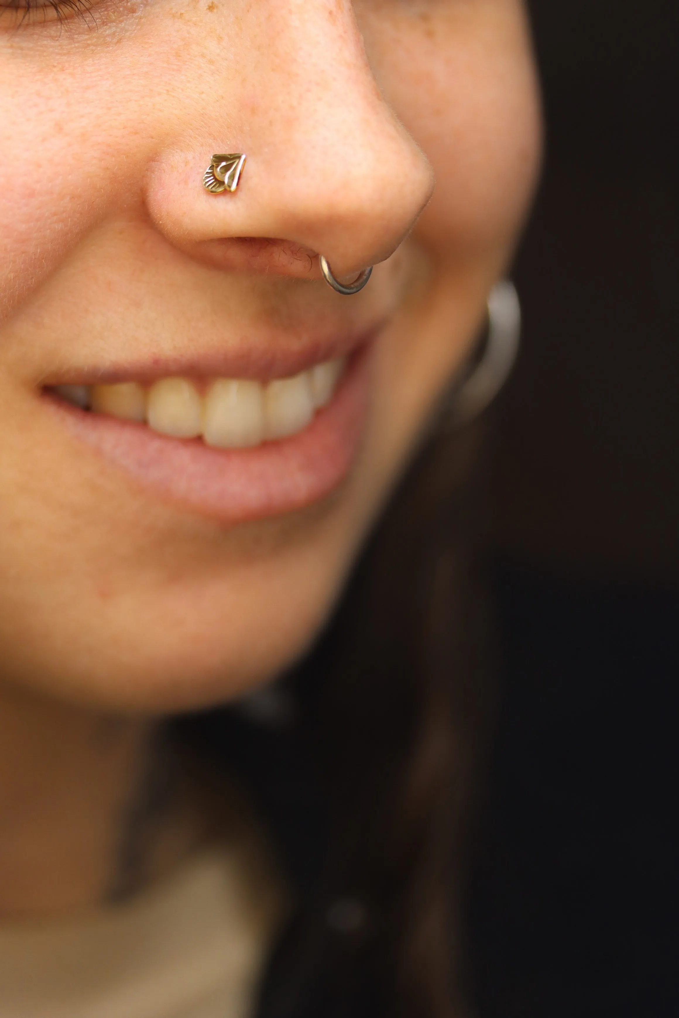 14k Gold Stamped Nose Stud