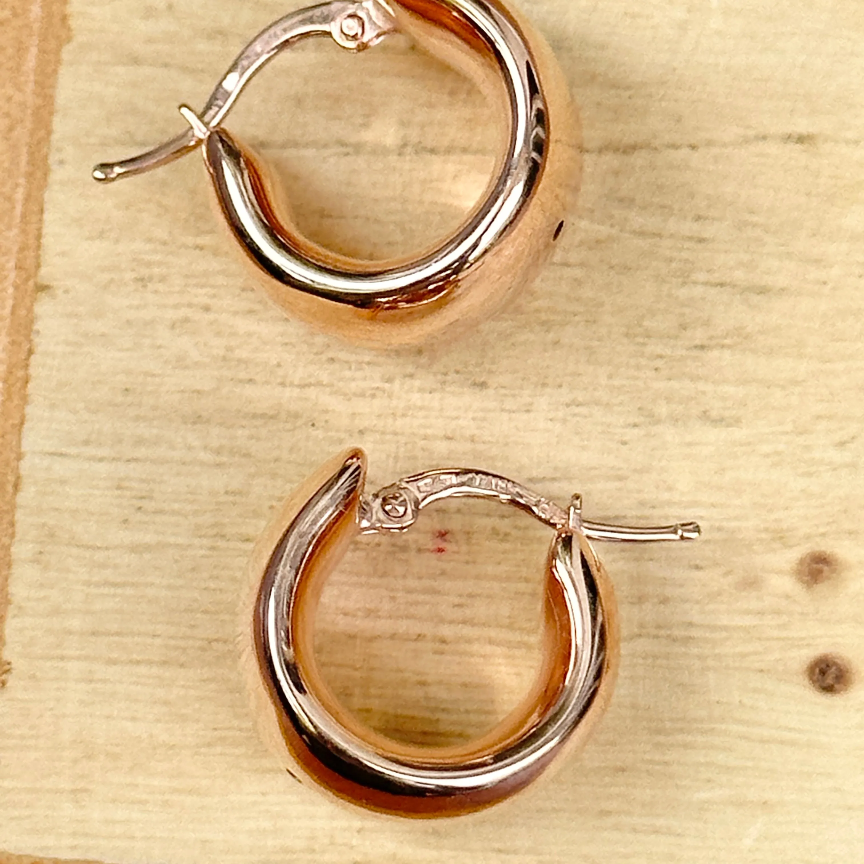 14KT Rose Gold 9.5mm Wide Huggie Hoop Earrings