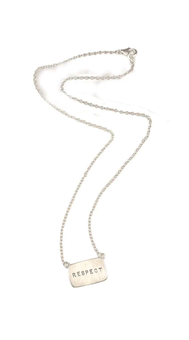 16" Sterling Silver 'Respect' Tag Necklace