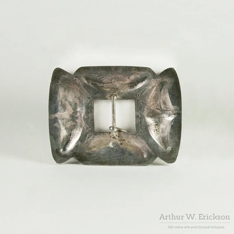 1940s Hand Stamped Silver Belt Buckle
