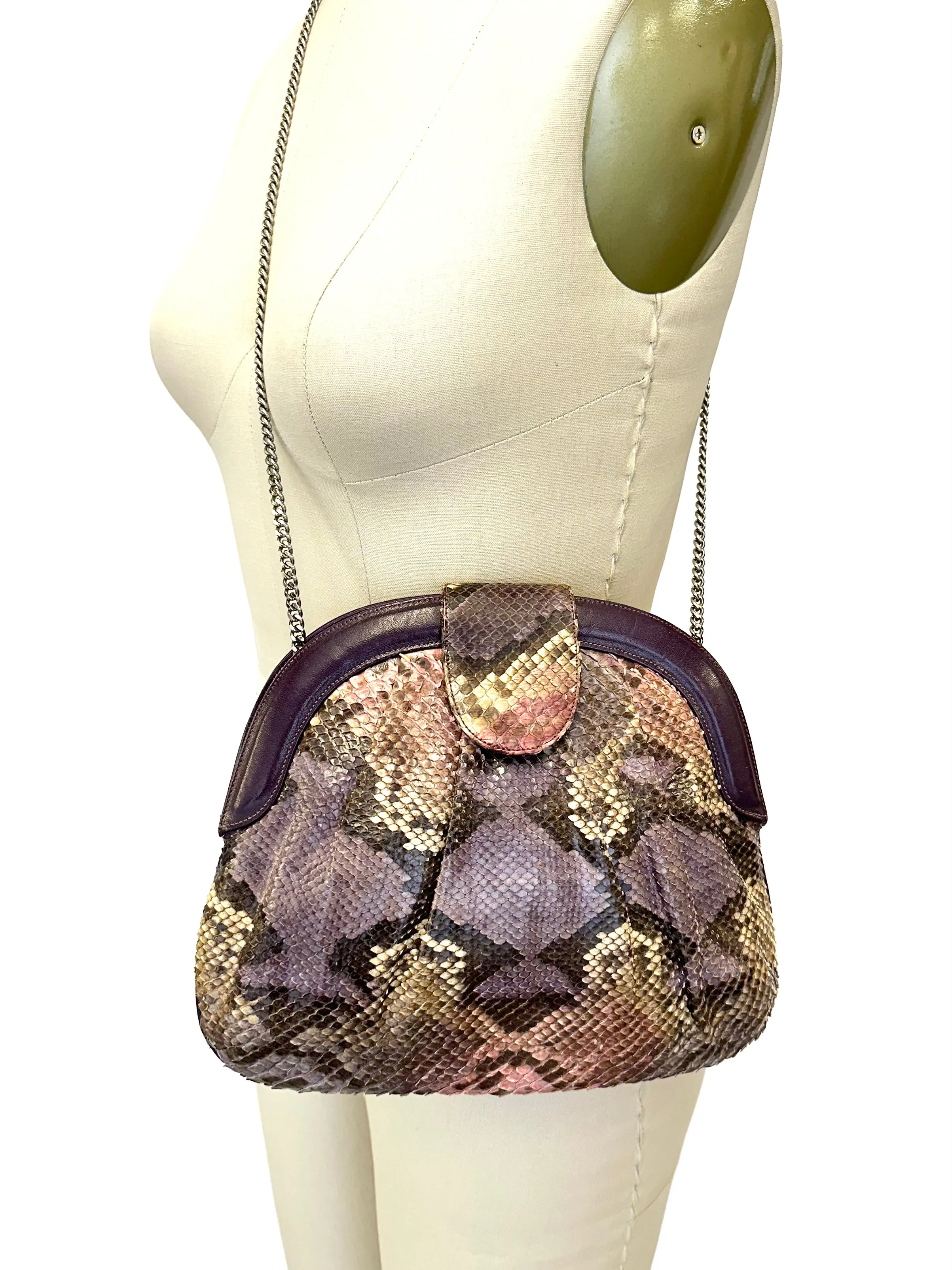 1970s Snakeskin Chain Shoulder Bag