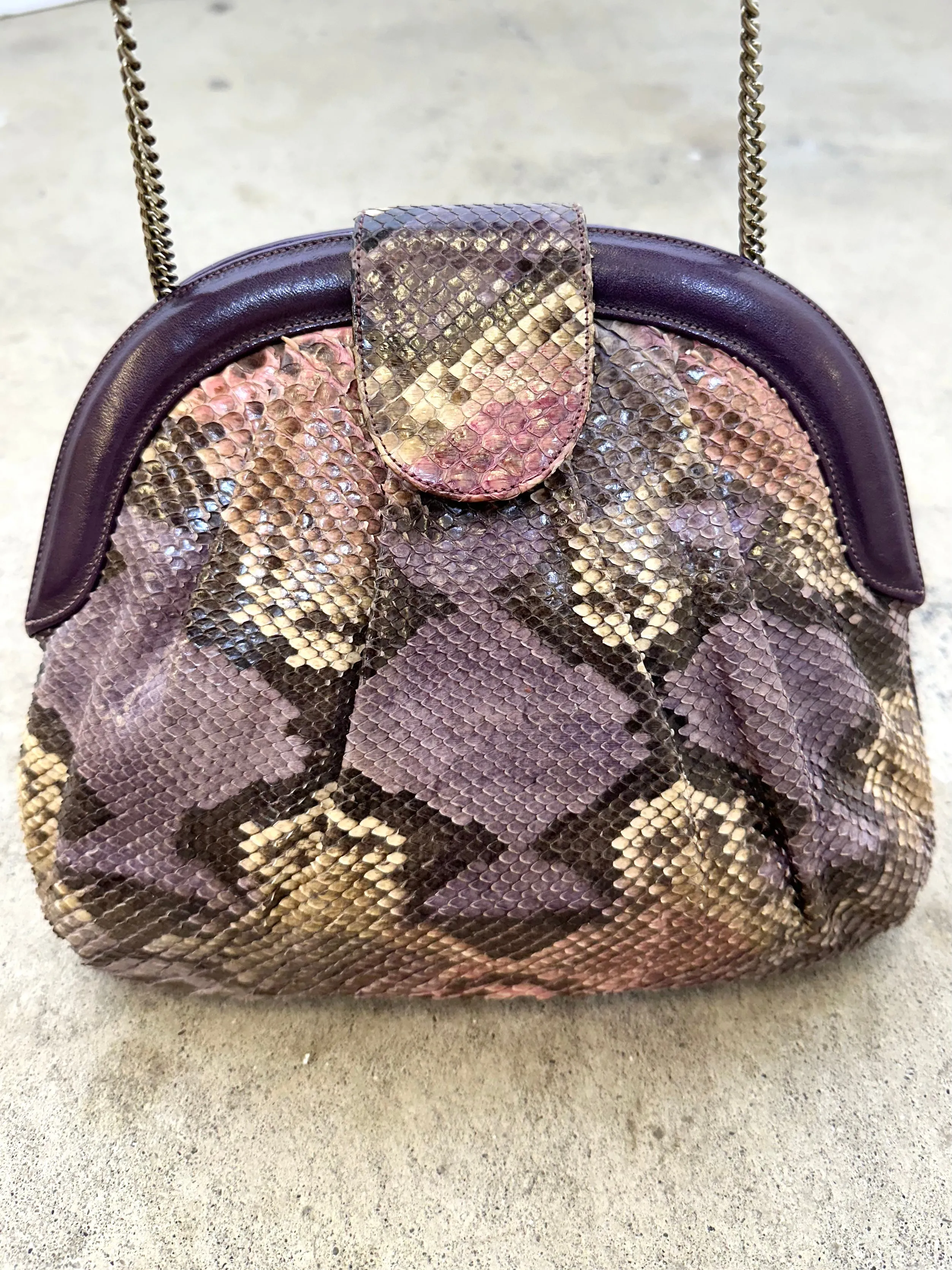 1970s Snakeskin Chain Shoulder Bag