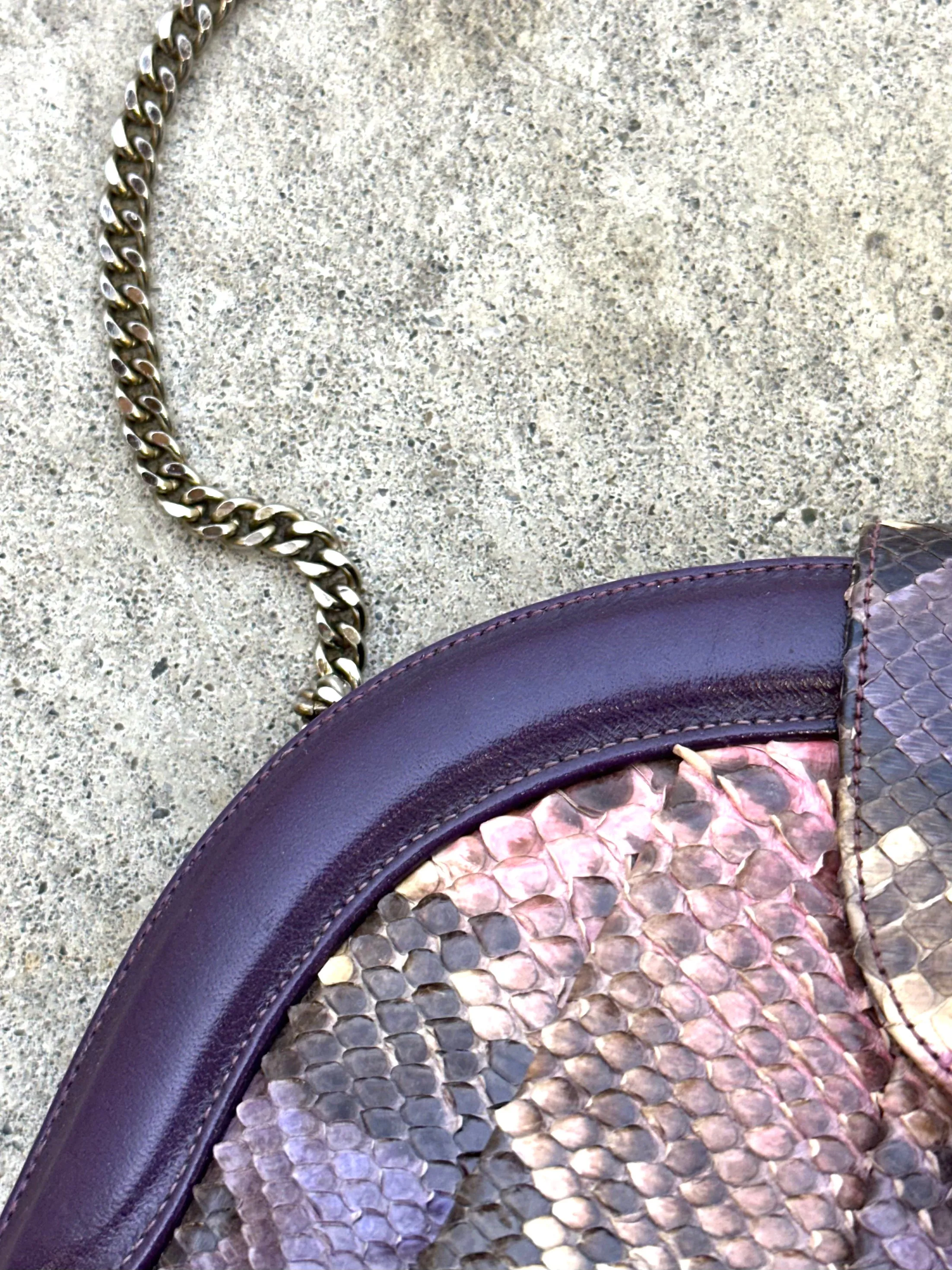 1970s Snakeskin Chain Shoulder Bag