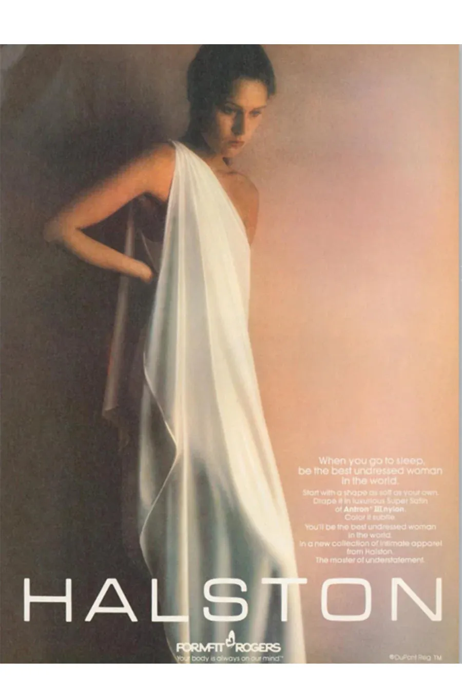 1978 Halston One Shoulder Draped Gold Metallic Jersey Dress